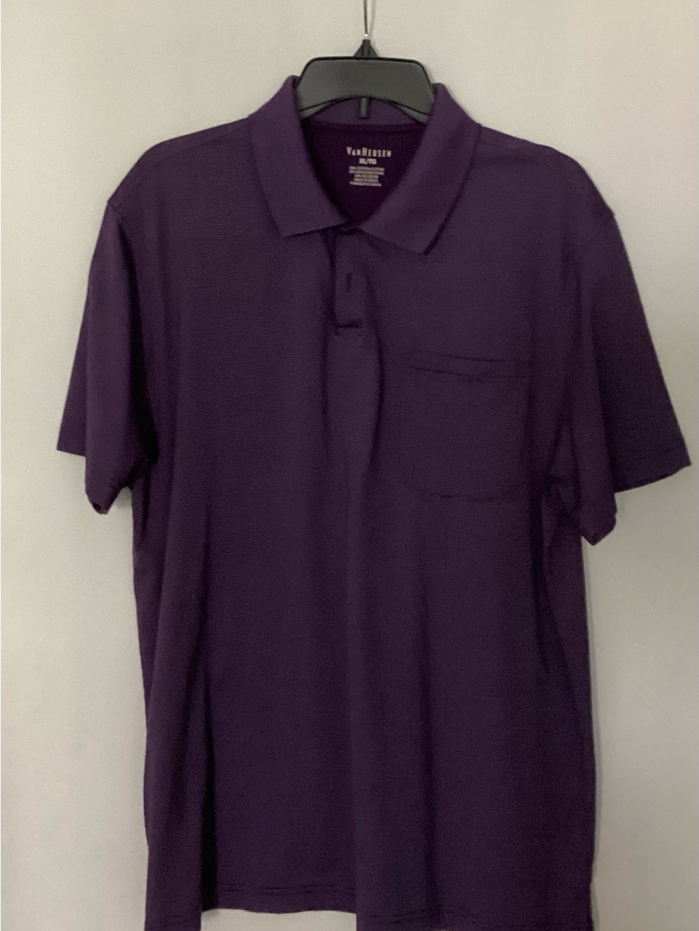 Van Heusen Men's XL Dark Purple Short-Sleeve Polo with Pocket